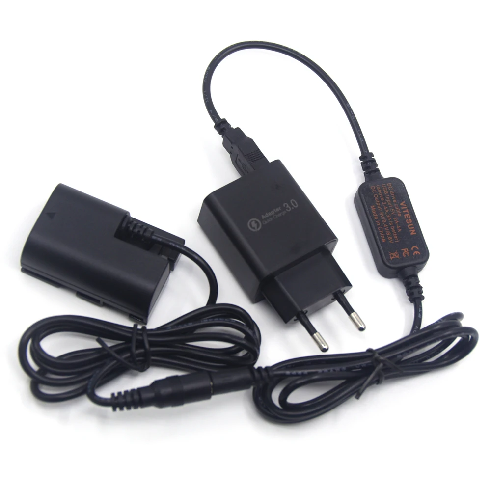 LP-E6 batería simulada DR-E6 acoplador CC cargador USB Cable conector CC para cámara Canon EOS 60D 70D 5D2 6D 7D 5D Mark II III 5D3 - imagen 2