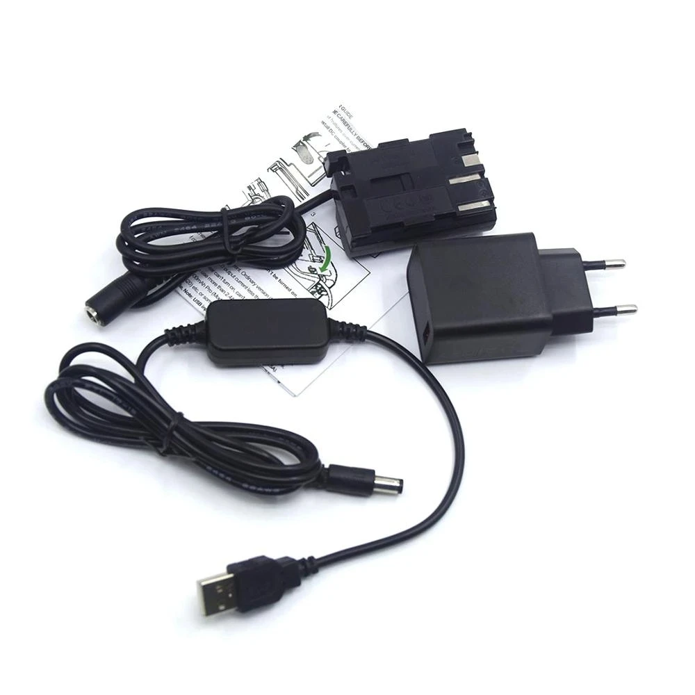 Cargador de 18W, Cable USB a CC, BP-511 de batería ficticia, acoplador de CC DR-400 para cámara Canon EOS 20D, 30D, 40D, 5D, 50D, D30, D60 - imagen 3