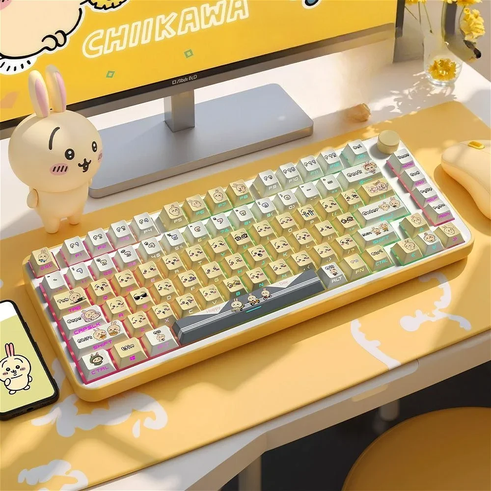 Lindo dibujo animado Keycap PBT 129 tecla lateral grabada translúcido cereza Keycap adecuado para teclados mecánicos 61/64/75/104 - imagen 2