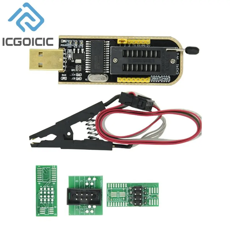 Módulo programador USB BIOS Flash EEPROM serie CH341A 24 25 + Clip de prueba SOIC8 SOP8 para EEPROM 93CXX / 25CXX / 24CXX