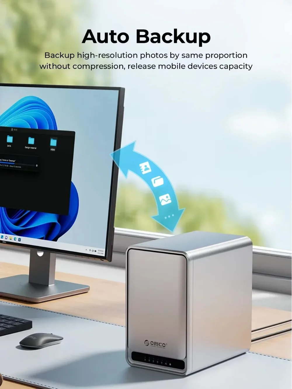 Almacenamiento NAS ORICO Almacenamiento de red en la nube personal de 2/5 bahías Estuche HD externo compatible con acceso remoto, datos compartidos, para carcasa de PC RAID - imagen 3