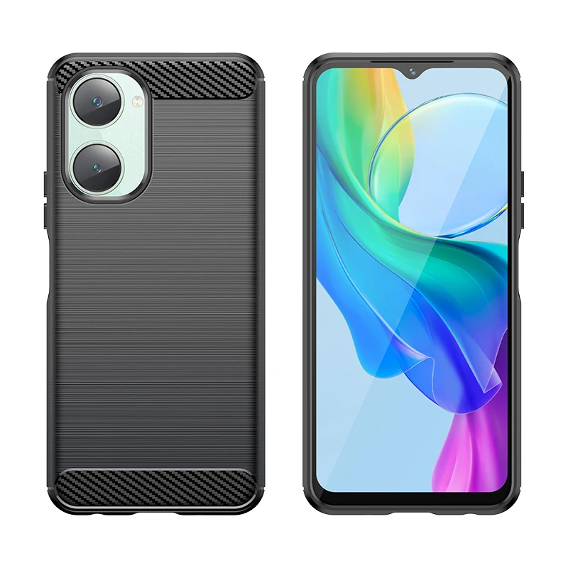 Funda de silicona suave a prueba de golpes para Vivo Y18 Y18S Y18E Y28S, carcasa de fibra de carbono, parachoques de teléfono - imagen 4