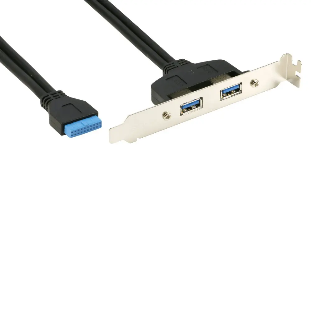 Panel trasero hembra USB 3,0 de 2 puertos a adaptador de Cable conector de cabezal MB de 20 pines con soporte de placa de ranura PCI - imagen 2