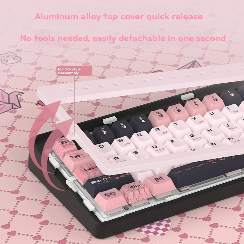 RECCAZR Paper Plane66 R66 Kit de teclado mecánico estructura de junta RGB de aluminio intercambio en caliente con perilla de Control teclado multimodo - imagen 2