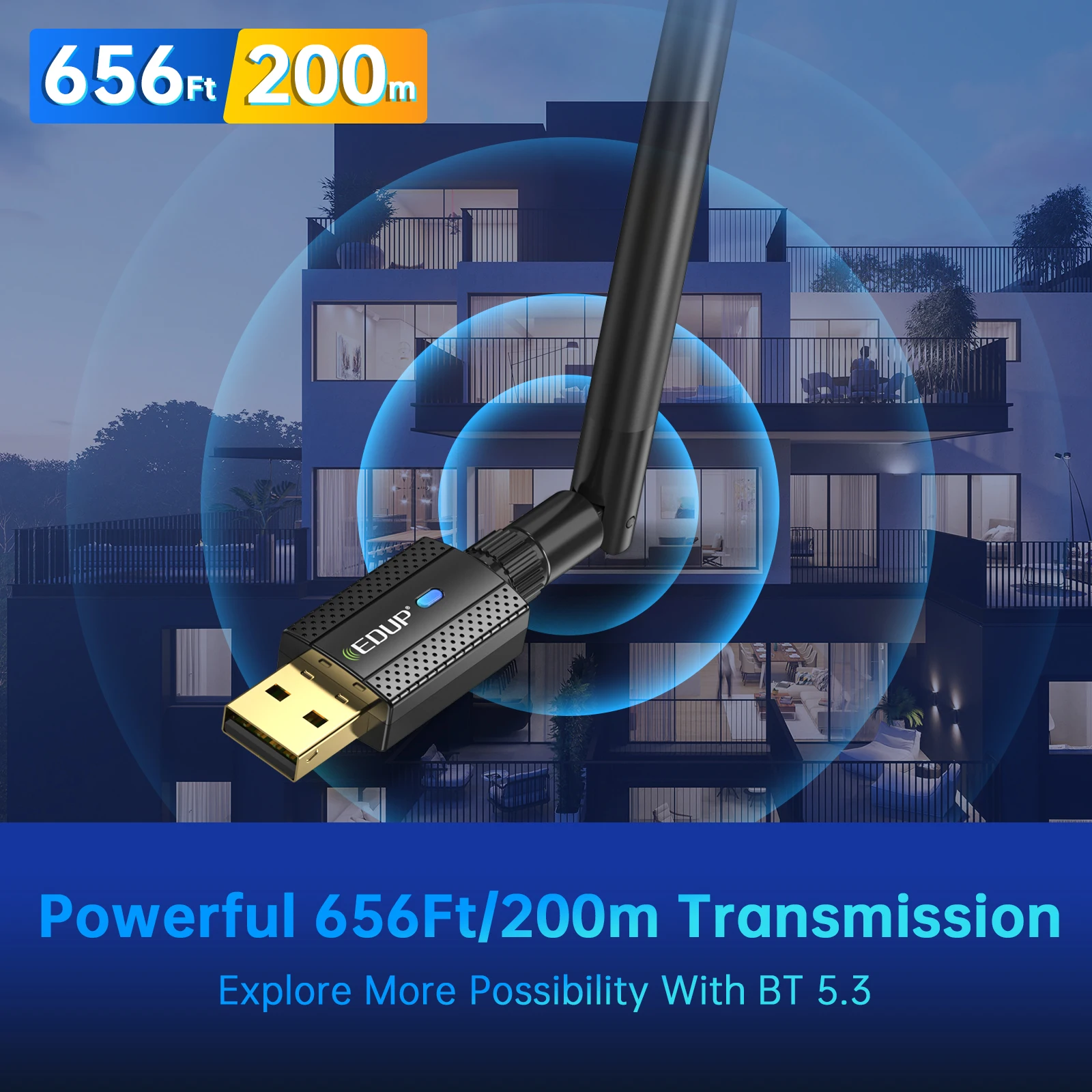 EDUP B3552Plus adaptador USB Bluetooth 5,3 200m distancia de transmisión para Windows 8,1/10/11 adaptador USB inalámbrico estable de alta velocidad - imagen 4
