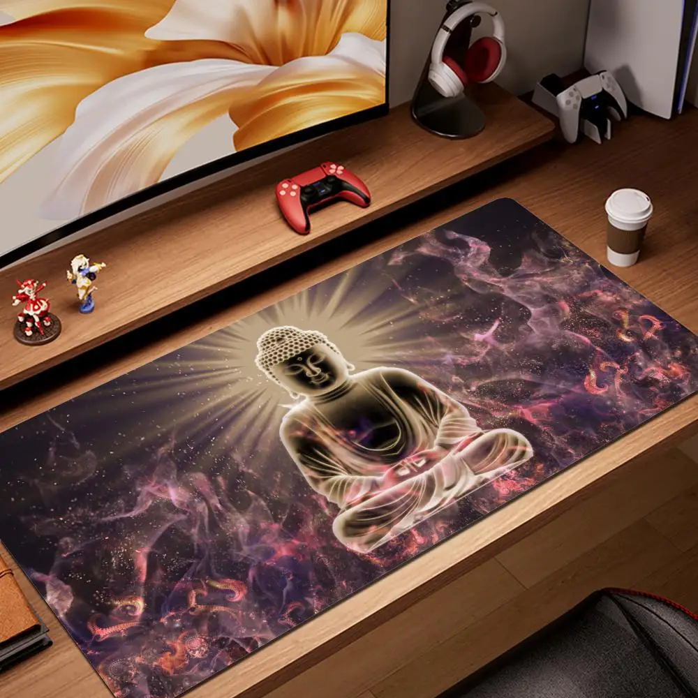 Gautama-alfombrilla de ratón grande Buddha para Gaming, alfombrilla de ratón para ordenador, alfombrilla de ratón grande XXL para teclado de escritorio