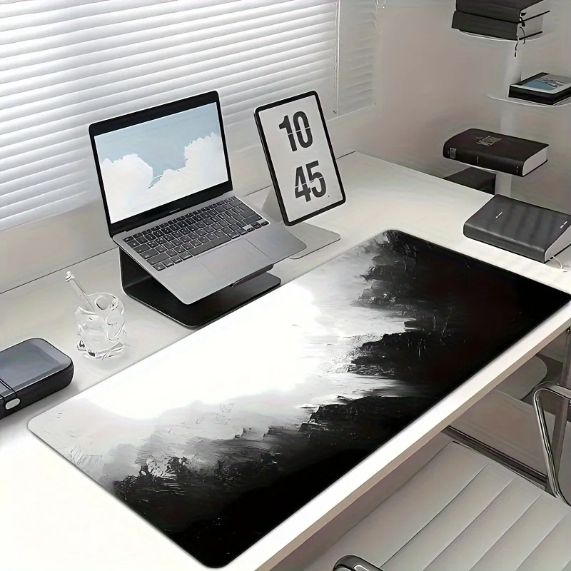 Alfombrilla de ratón con pintura al óleo en blanco y negro, accesorios de escritorio de PC antideslizantes de goma grande, alfombrilla para decoración de teclado de oficina y jugadores - imagen 4