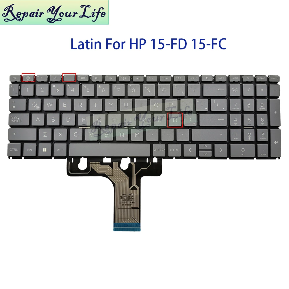 Teclado latino GB del Reino Unido para HP 15-FC 15-FD 15Z-FC 15T-FD 15-fc0000, teclados para portátiles españoles Euro LA N32714-161 N32714-031 - imagen 4