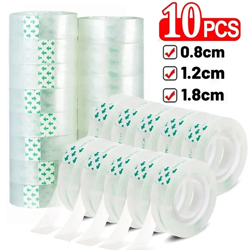 1-10 rollos de recambios de cinta transparente, recambios de cinta transparente para dispensador, cinta Invisible para suministros escolares para el hogar y la Oficina, 18/12/8mm