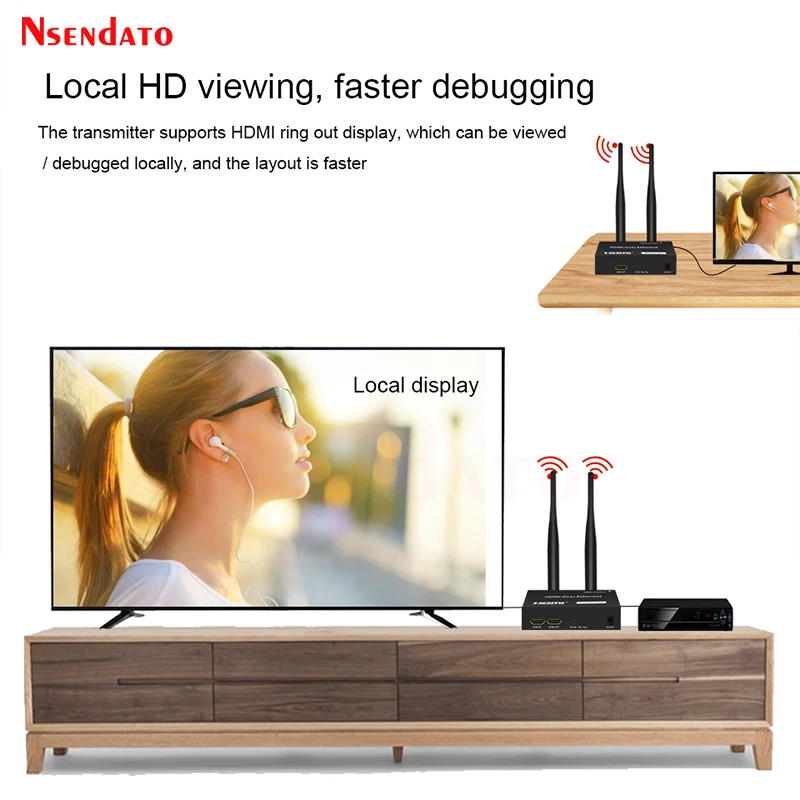 Kit de transmisor y receptor de vídeo inalámbrico, extensor Compatible con HDMI, 200M, 2,4 GHz/5GHz, 1080P, con salida de bucle IR para TV y PC - imagen 3