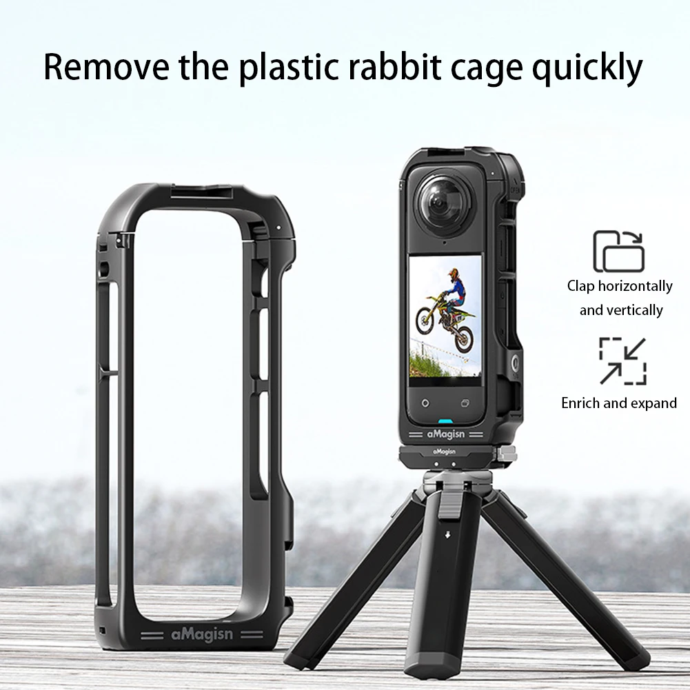 Marco protector de cámara para Insta360 X4, carcasa magnética de liberación rápida, jaula protectora para conejos, accesorios para Insta 360 X4 - imagen 3