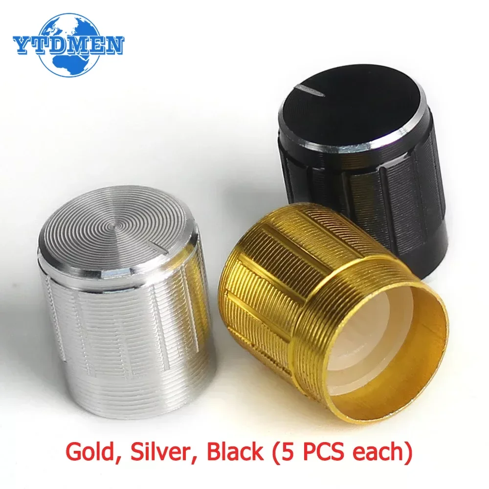 5/10/15 Uds 15x17MM tapa de perilla de potenciómetro de aleación de aluminio perilla negra dorada plateada, para perilla de Control de volumen de interruptor giratorio WH148 - imagen 3