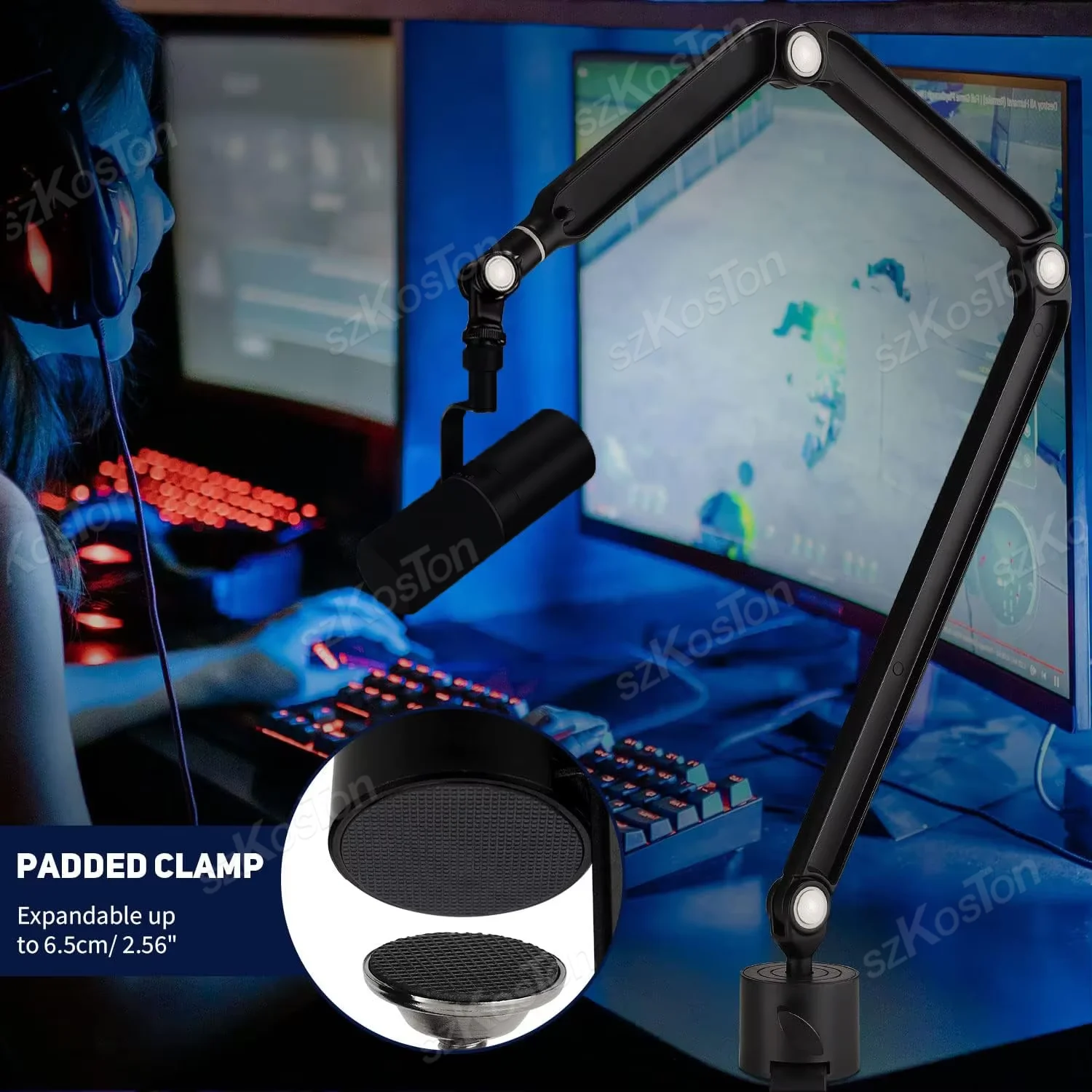 Soporte de micrófono ajustable para estudio de grabación de Streaming, brazo de pluma para micrófono azul Yeti Shure SM7B AM8 A8 A6V K688 K669 - imagen 5