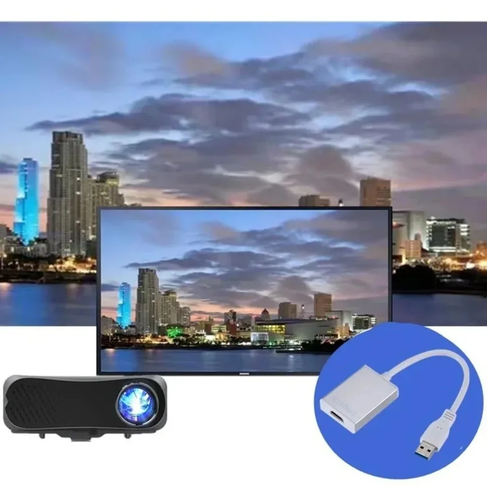 GRWIBEOU HD 1080P USB 3,0 a HDMI convertidor Compatible adaptador de Audio y vídeo para PC portátil proyector HDTV Windows Cable portátil - imagen 5