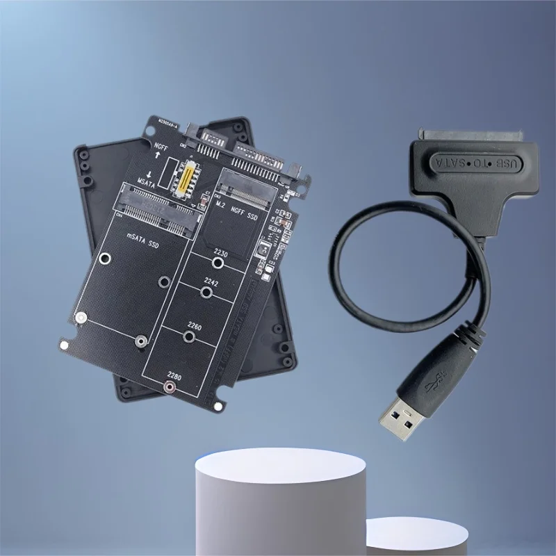 Caja SSD externa M2 NGFF B Key/mSATA a SATA3.0 adaptador de 2,5 pulgadas convertidor tarjeta elevadora con Cable SATA a USB 3,0 para PC portátil