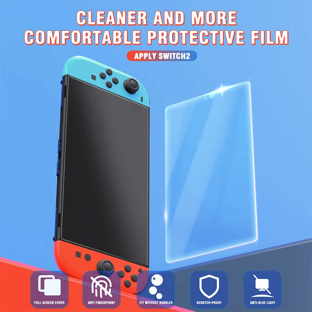Para Nintendo para Switch 2 películas protectoras de pantalla de vidrio templado película protectora de pantalla de consola de juegos ultrafina resistencia al impacto - imagen 2