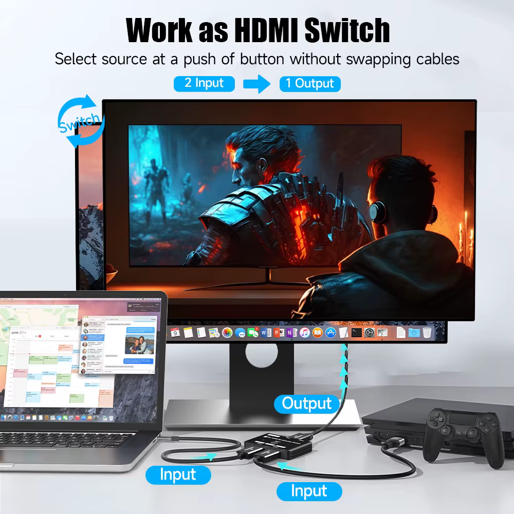 Divisor HDMI 8K60Hz 2 en 1 - Conmutador de aluminio 2.1 - imagen 2