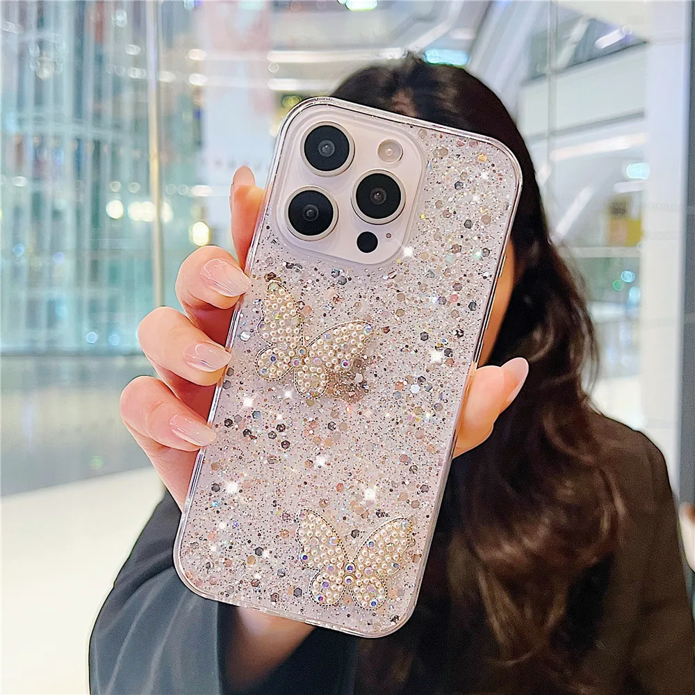 Funda de teléfono con purpurina de mariposa 3D OPPO Reno 13F 11F 12F 12 11 10 Pro A53S A53 A5 A9 2020 A52 A72 4G, funda de silicona suave a prueba de golpes - imagen 5