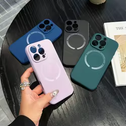 Para Magsafe fundas de carga inalámbrica magnéticas originales para iPhone XR X XS Max iPhoneXsMax bolsas de teléfono de silicona líquida suave