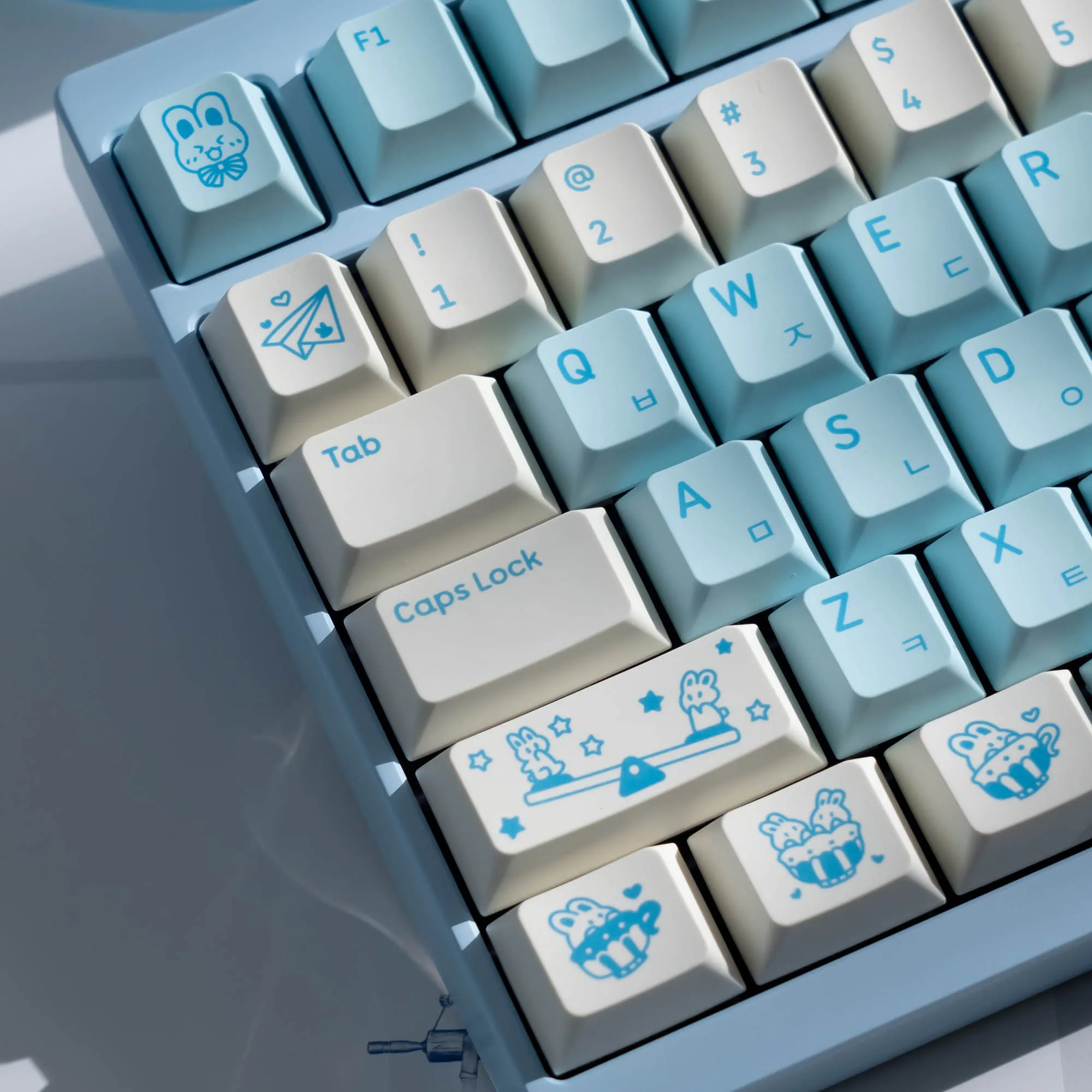 KP Bunny Land Keycap Cherry Profile PBT Dye Subbed keycap o PC para teclado mx 60 87 104 EV63 EZ63 Real67 made68 EZ60 wooting60