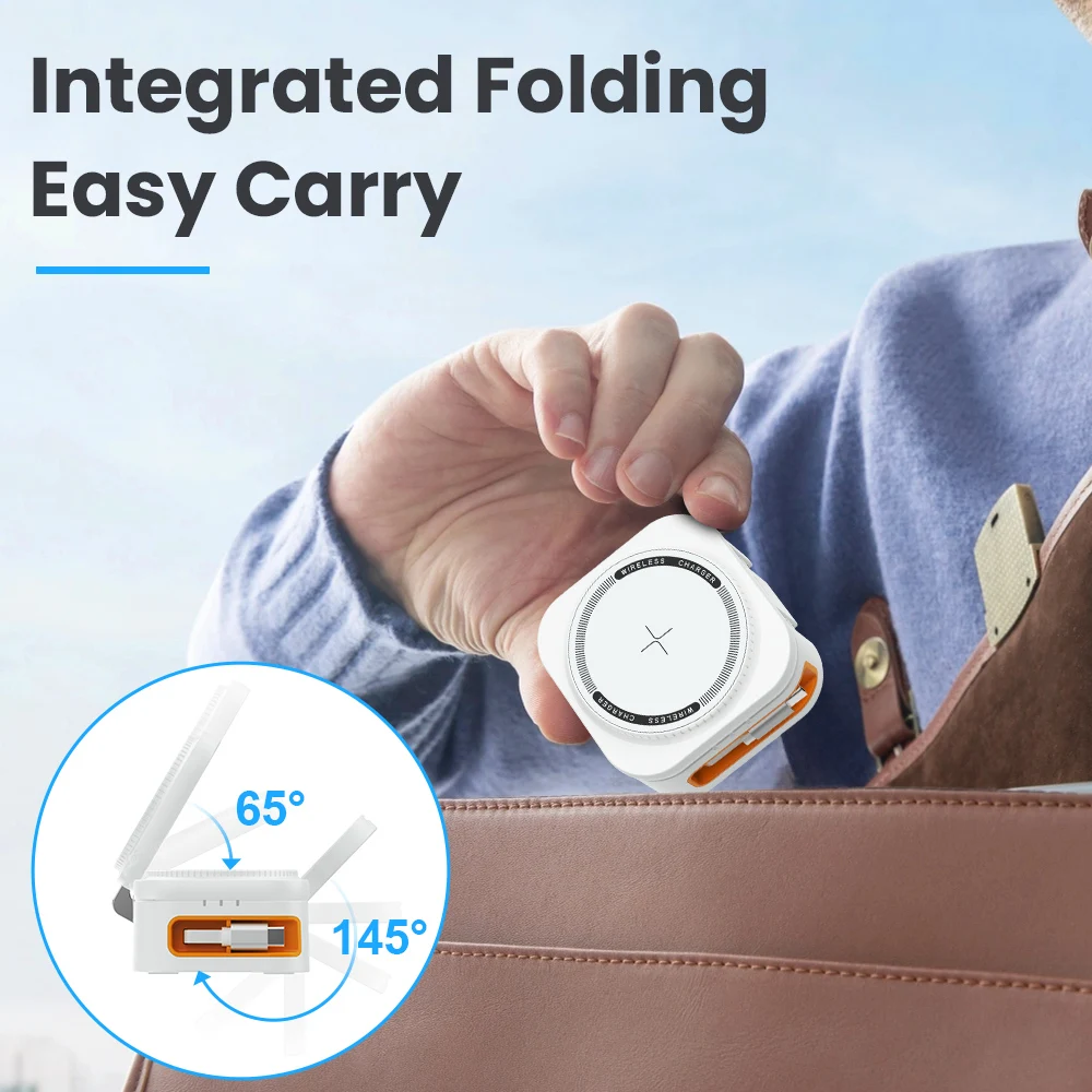Nuevo Base de carga inalámbrica portátil 3 en 1 de 15W con Cable retráctil unidad de carga rápida magnética - imagen 2