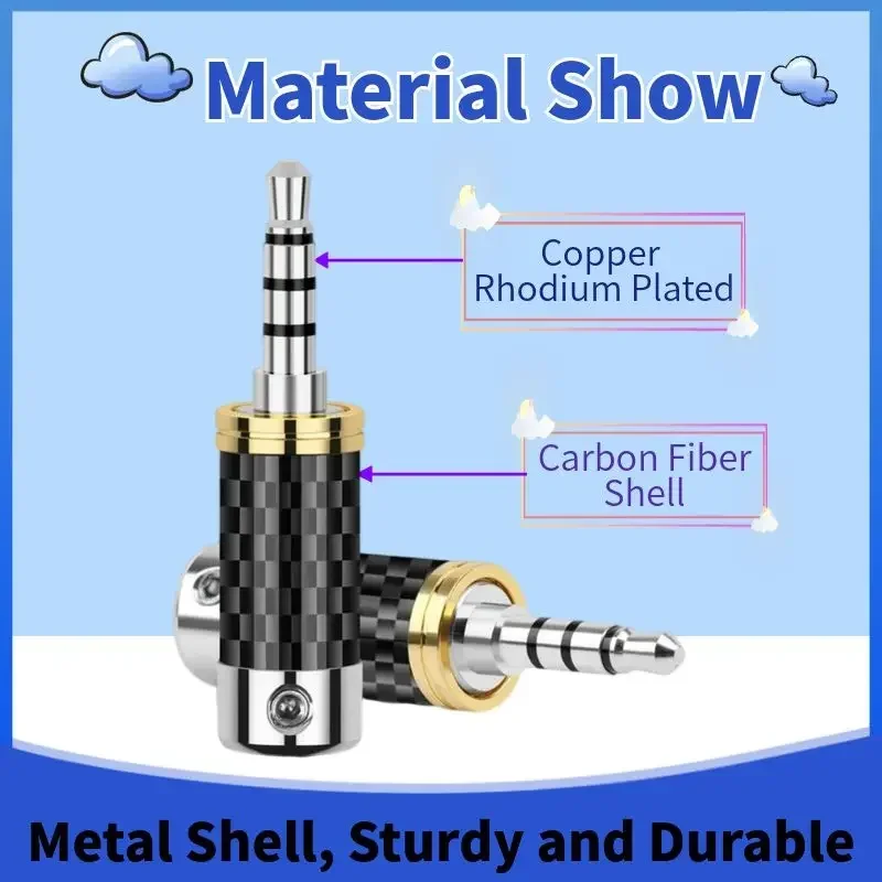 Conector de Cable de auriculares DIY, conector Jack de 3,5mm, enchufe de Audio macho de 4 polos con micrófono, Terminal de altavoz 3,5 chapado en oro rodio - imagen 4