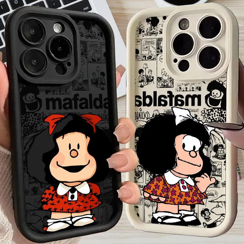 Bonita funda de teléfono Disneys M-Mafaldas Girl para Xiaomi Redmi Note 13 12s 12 11 10 9s 9 8 7 Pro Plus 4G 5G, funda trasera suave de TPU