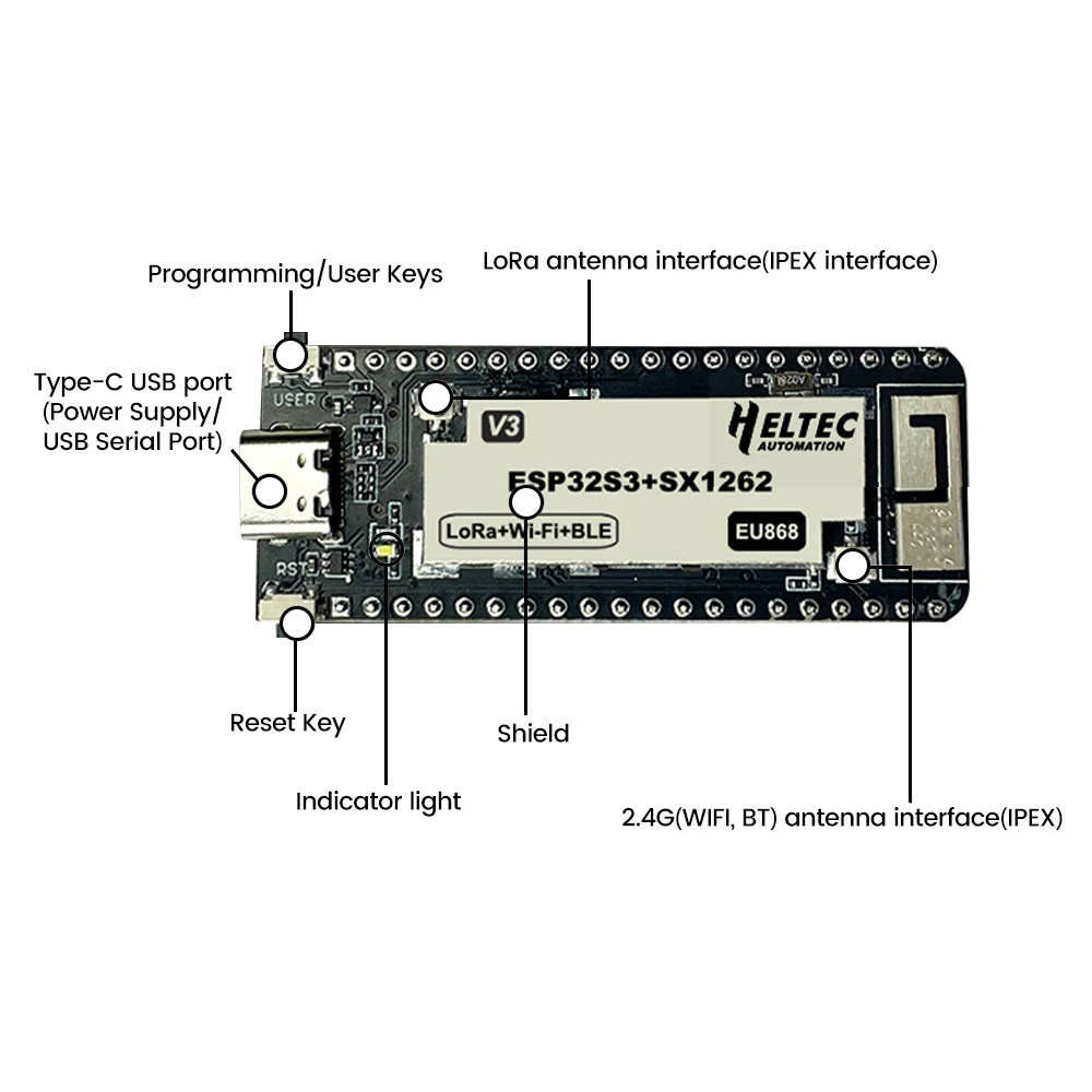 Placa de desarrollo IoT ESP32-S3 WiFi Bluetooth protocolo LoRaWAN placa de demostración de baja potencia con palo inalámbrico para Arduino - imagen 2