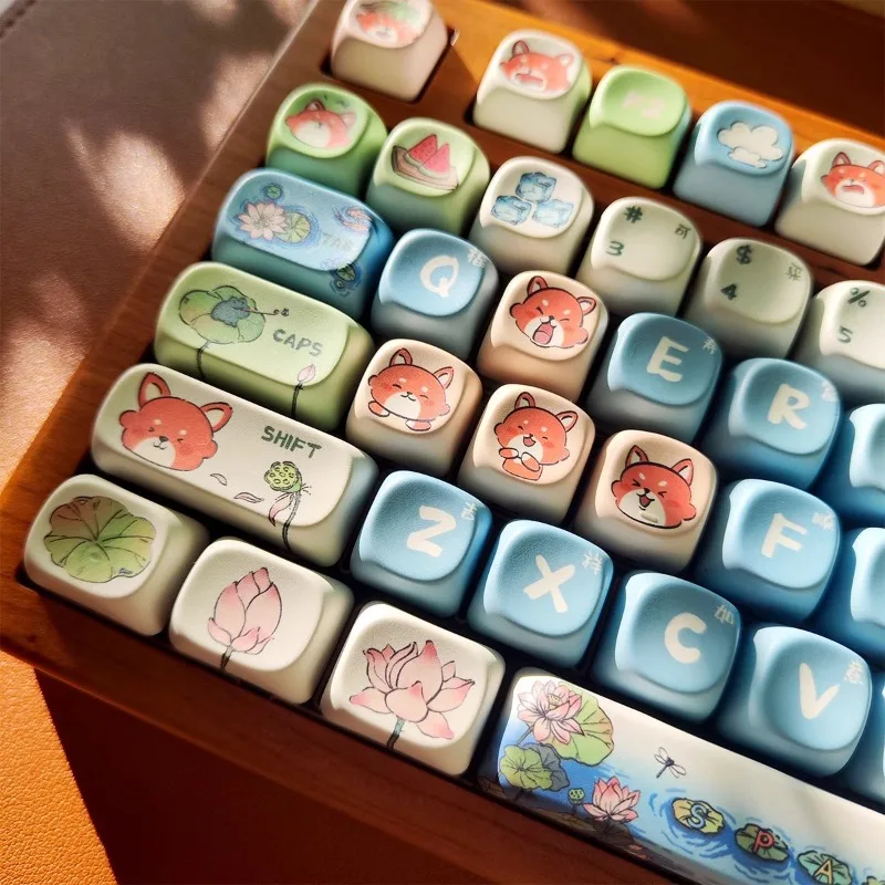 Tapa de teclado con temática de zorro, accesorio con 134 teclas, PBT, personalizado, Cherry/MOA/KCA, perfil para teclado mecánico, regalo