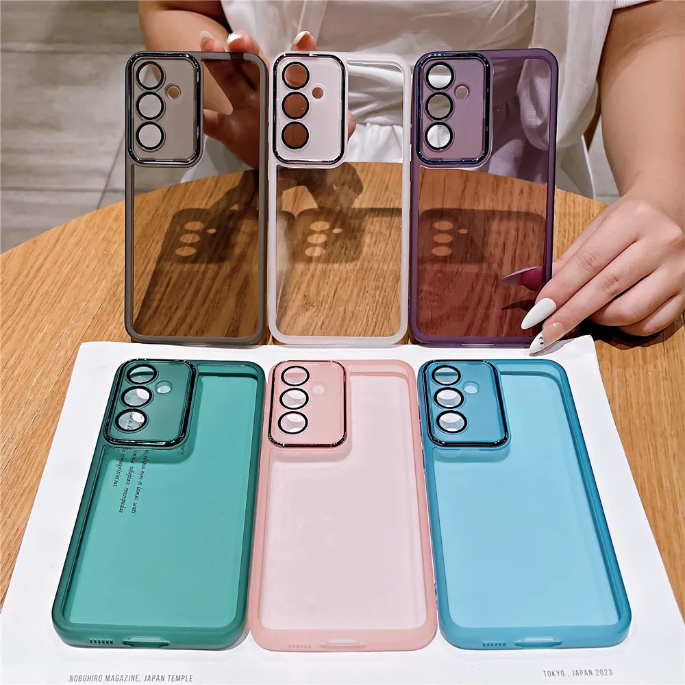 Funda de teléfono para Samsung S23 Ultra S20 S21 FE S22 Plus M13 M33 M53 M14 M54 A31 película protectora de cámara cubierta de silicona transparente