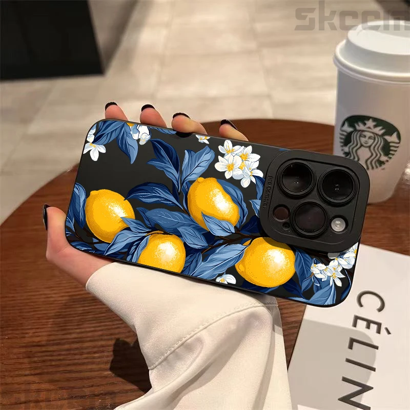 Funda de teléfono de silicona con diseño de fruta y limón para iPhone 16 16E 15 14 13 12 11 Pro Max X XS Max XR 7 8 15 16 Plus, funda suave - imagen 5