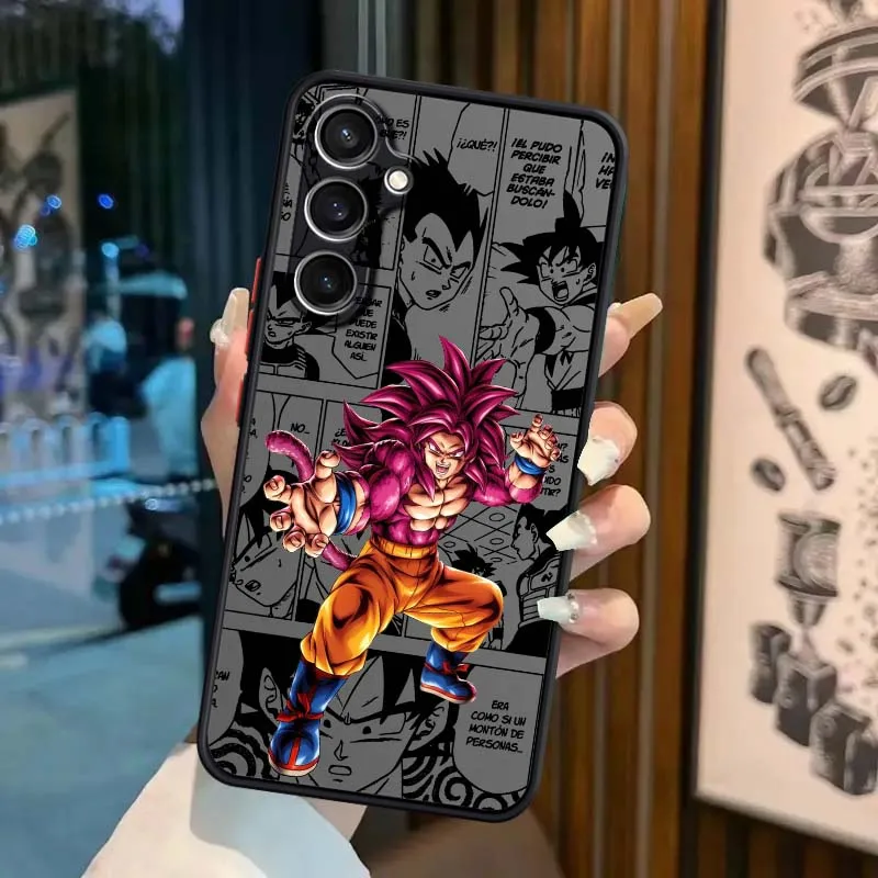 D-Dragon Ball Saiyan Goku funda de Anime para Samsung Galaxy S25 S24 S23 S22 FE Plus Ultra 5G funda de teléfono translúcida esmerilada - imagen 4