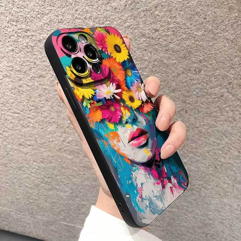 Funda para iPhone 17 fundas iPhone 16 Pro Max funda creativa de teléfono con flores para iPhone 11 14 13 12 15 Plus 17 Air 16e - imagen 4