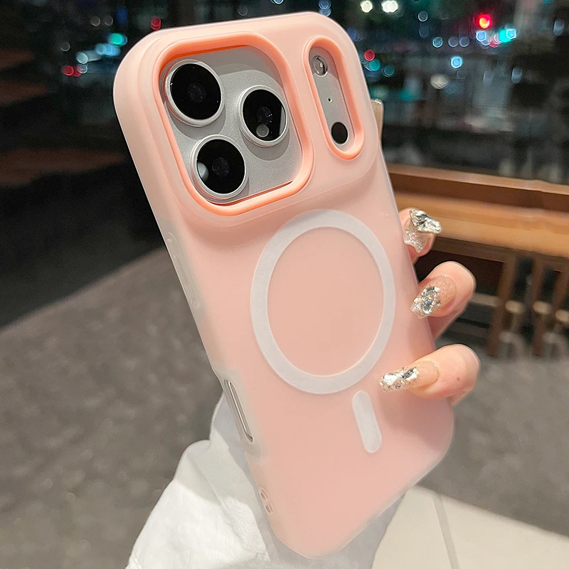 Funda magnética 2 en 1 de Color caramelo de lujo para iPhone 17 16 15 14 13 12 11 Pro Max Plus Air para cubierta mate de carga inalámbrica Magsafe - imagen 2