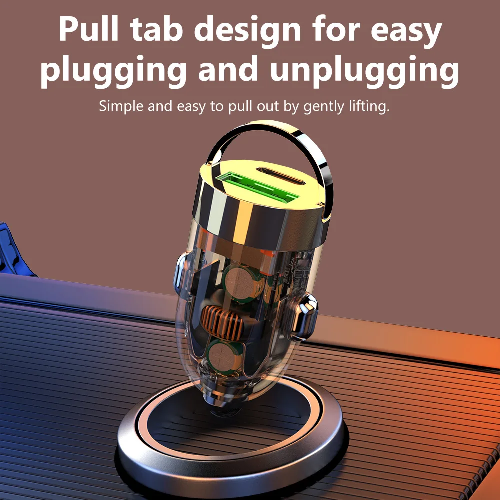 Olaf Mini 120W PD QC anillo de tracción carga rápida tipo C cargador de coche USB C adaptador de cargador de teléfono de coche para iPhone Xiaomi Samsung Huawei - imagen 3