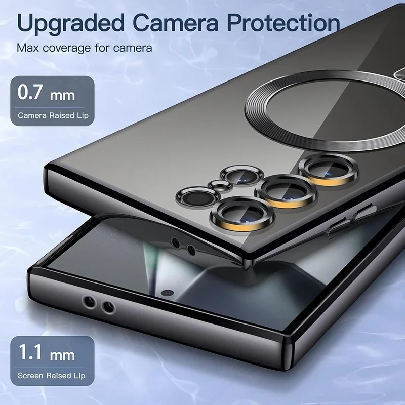 Funda magnética transparente chapada de lujo para Samsung Galaxy S25 S21 S22 S23 S24 Ultra Plus, funda de silicona - imagen 4