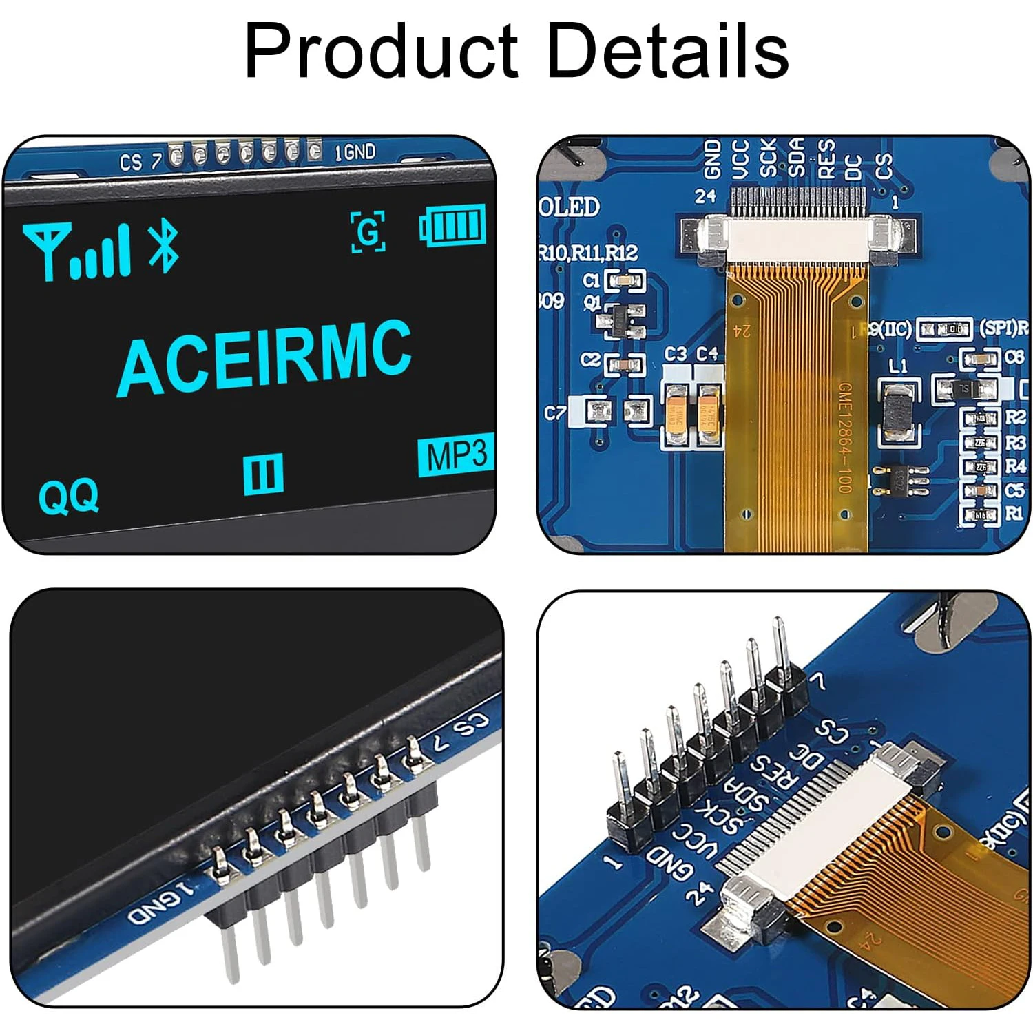 Módulo de pantalla LCD OLED de 2,4 ", 2,42 pulgadas, 128x64, SSD1309, 128644, interfaz serie SPI/IIC I2C de 7 pines para Arduino UNO R3 C51 - imagen 5