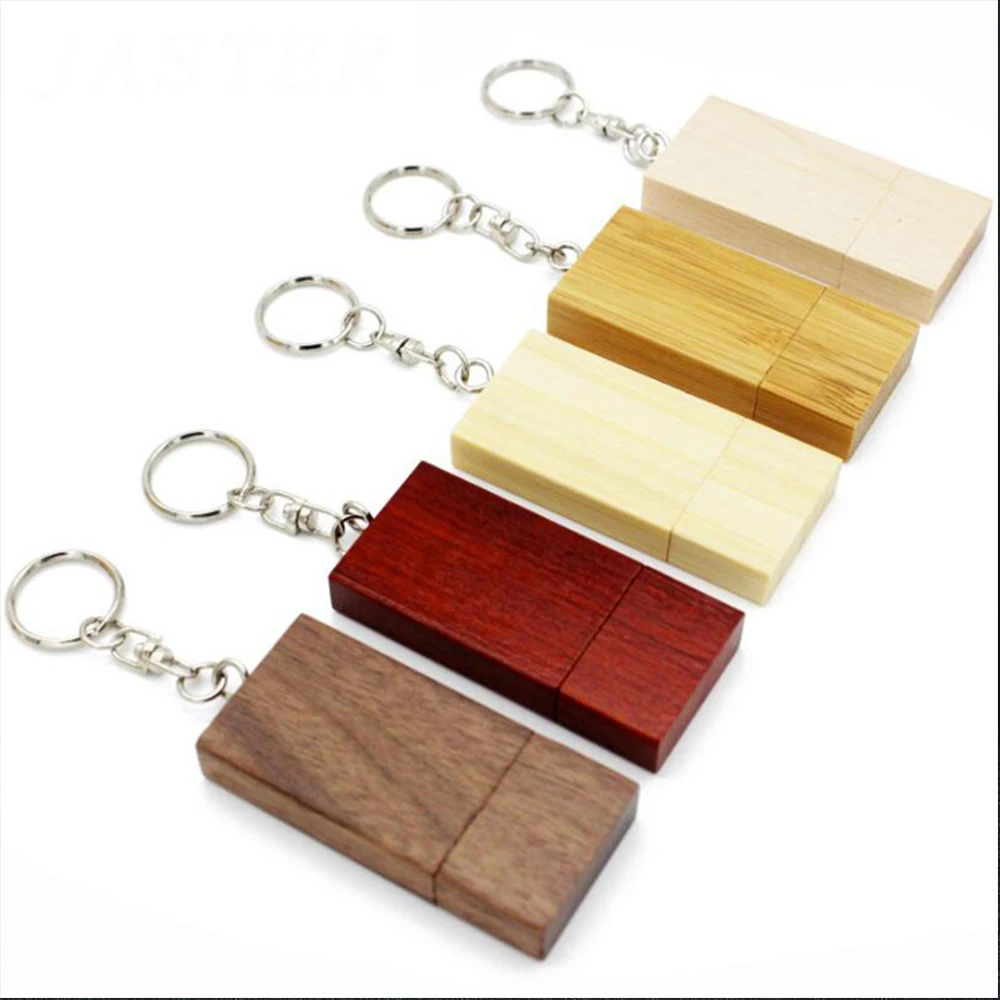 Unidad Flash USB de madera, memoria Rectangular, llavero, unidad de bolígrafo, regalo creativo de boda/niños, memoria USB colorida de 64GB y 32GB
