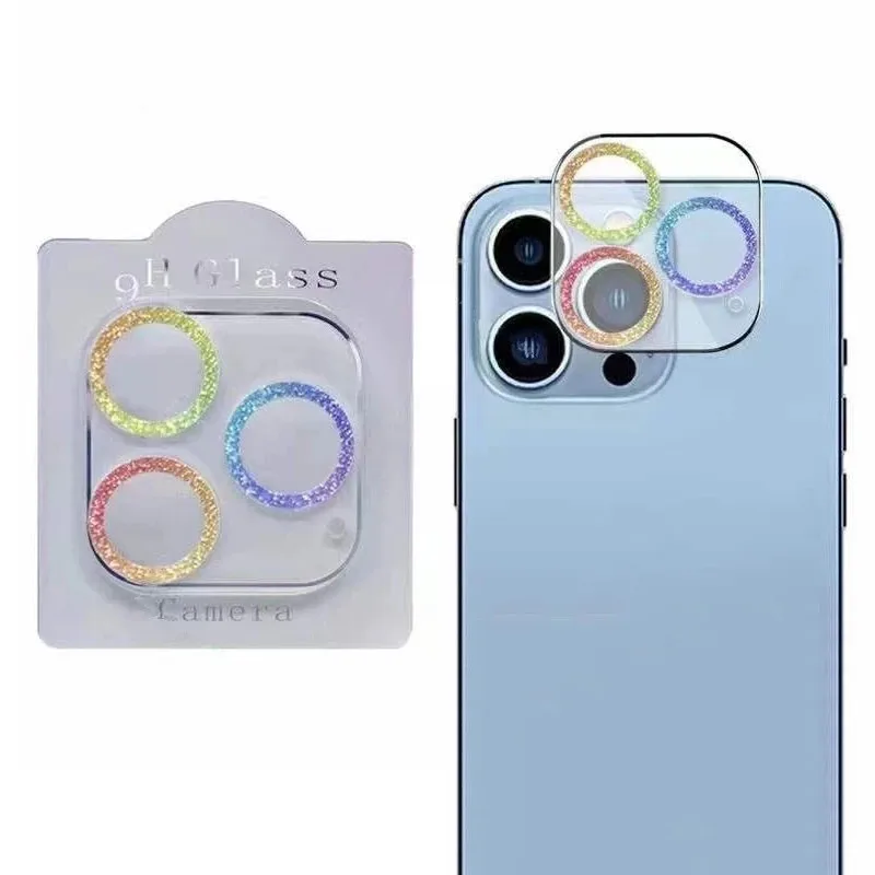 Protector de lente de cámara con purpurina ostentosa y diamante para IPhone 13, 12, 14, 15 Pro Max Mini 14 Plus 15Pro, 14Promax, cubierta completa de vidrio templado - imagen 4