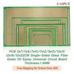 Placa de epoxi de aceite verde de un solo lado, placa PCB Universal de fibra de vidrio 5x 7/7x 9/7x1 0/7x1 2/9x1 0/10x1 2/12x1 8/10x22CM, 5/10 Uds.