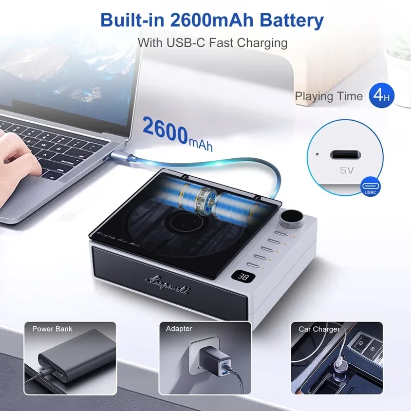 Reproductor de CD portátil profesional de 3,5 MM sonido envolvente Radio FM USB reproductor de CD de disco MP3 con Altavoz Bluetooth Walkman de alta calidad - imagen 5