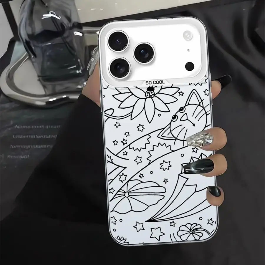 Funda de gato de dibujos animados para iPhone 16e 12 13 XR 15 Plus 17Air 11 16 17 Pro Max 14 XS funda trasera para teléfono - imagen 5