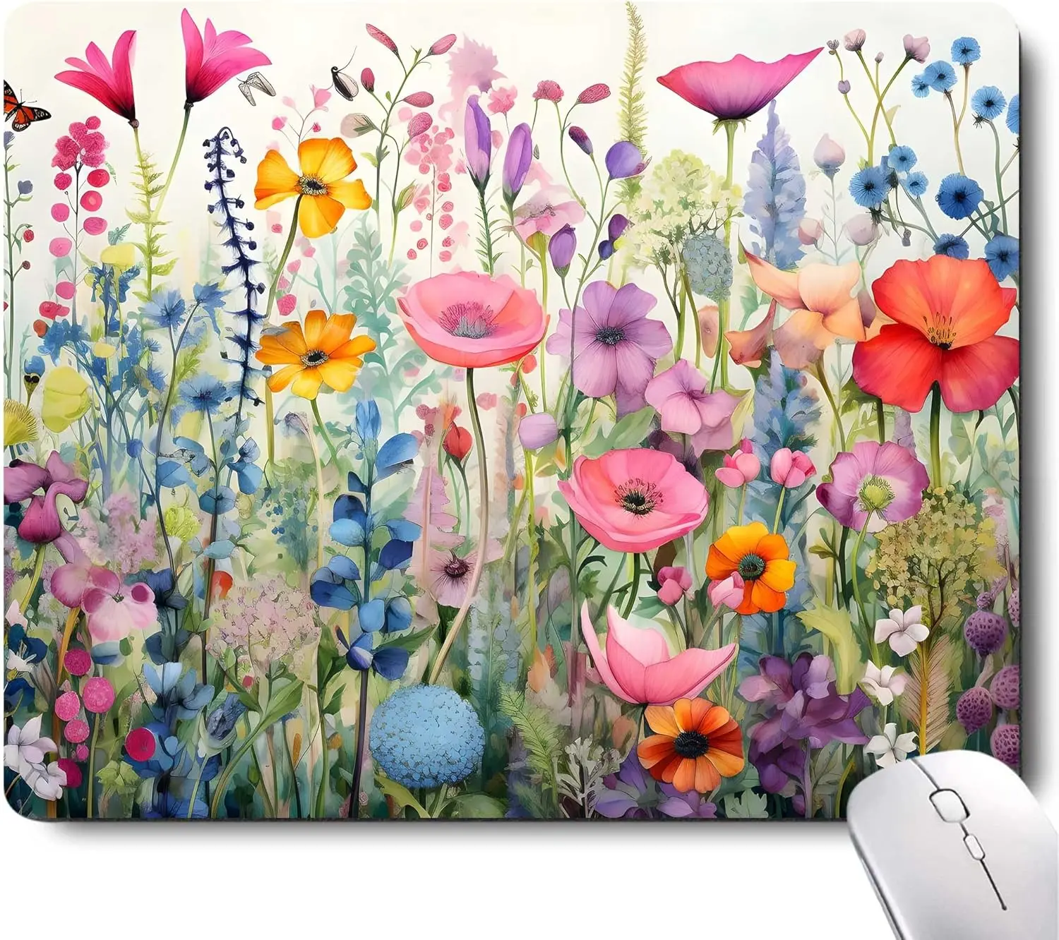 Alfombrilla de ratón cuadrada con flores y plantas, alfombrillas para mesa de juegos para oficinas de ordenador, alfombrillas de ratón antideslizantes de goma, alfombrillas de escritorio decorativas de tamaño pequeño