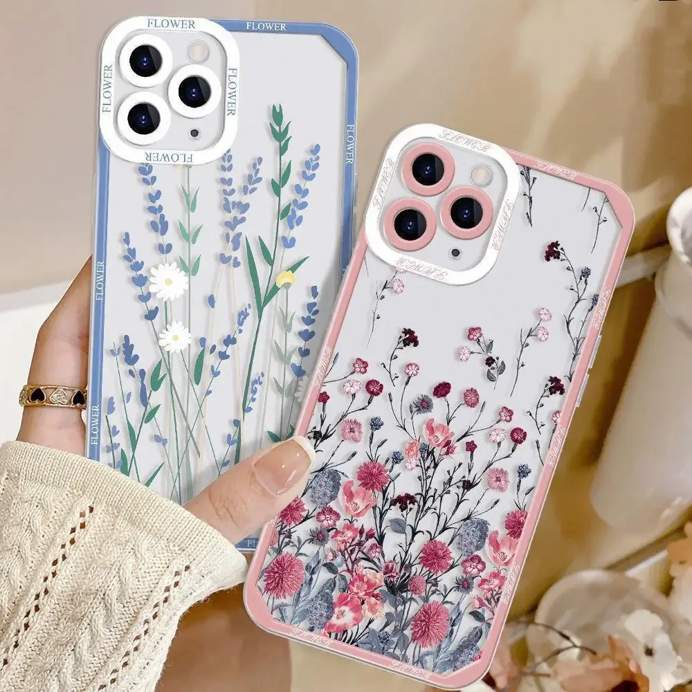 Funda de teléfono con flores de Margarita para IPhone 11, funda para IPhone 12, 13, 14, 15 Pro Max XS XR X 7, 8, 15 Plus SE, funda colorida con corazón de amor