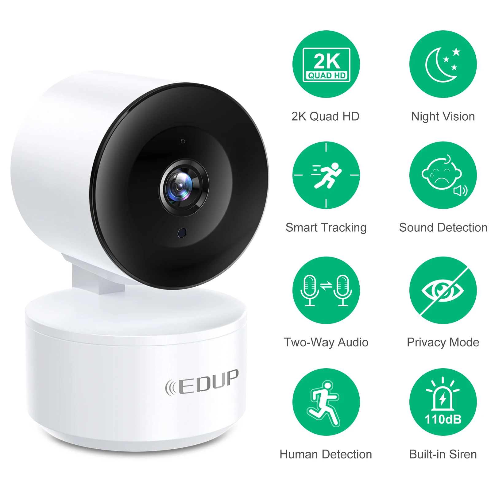 EDUP-Cámara de seguimiento automático para el hogar, minicámara de seguridad con Audio bidireccional, detección IA, pan tilt, 3MP, Wifi, Tuya, Smart Life - imagen 3