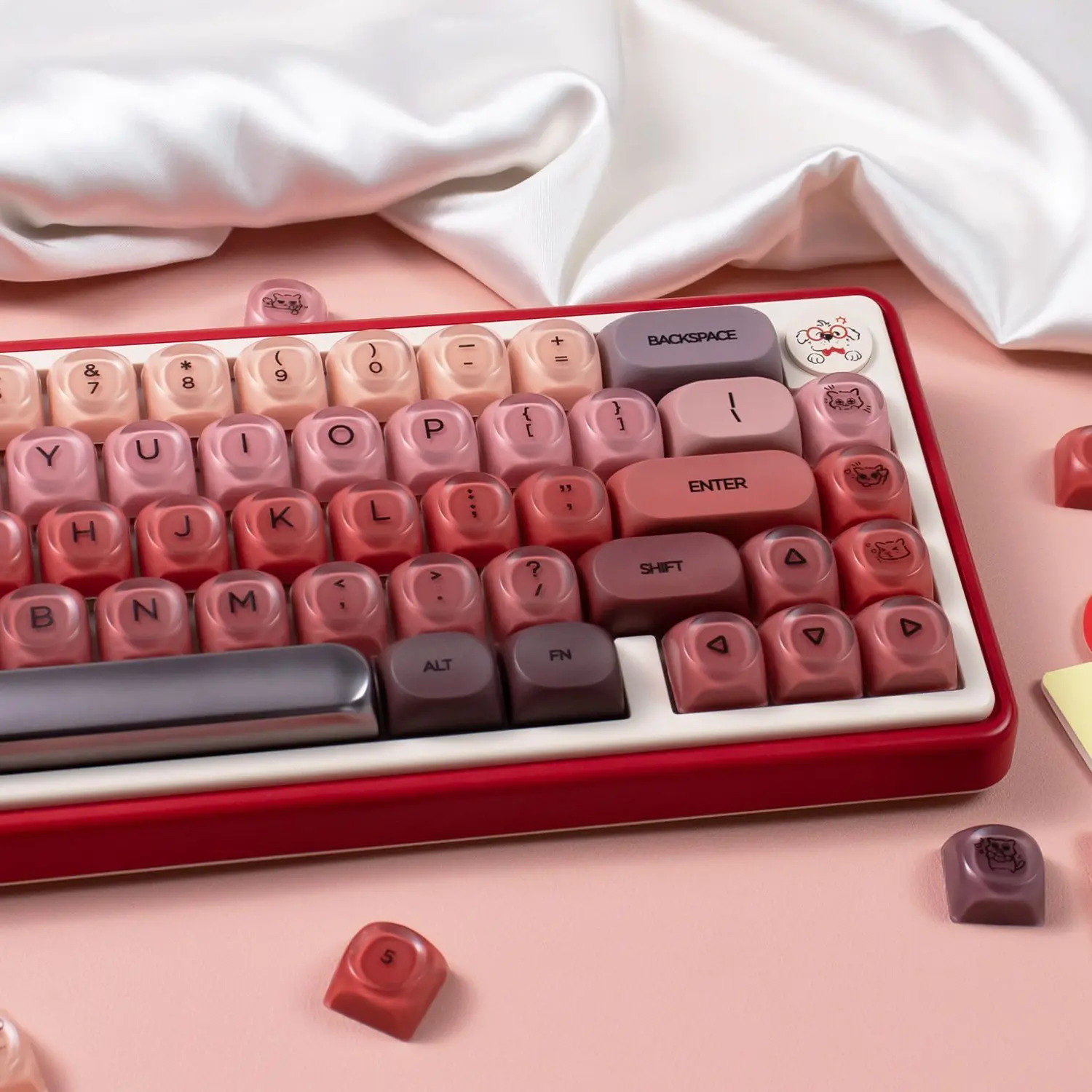 (Solo tapa de tecla) teclas de lápiz labial HOA gradiente PBT + Material de PC superficie de tecla esmerilada para teclado mecánico magnético MX Switch - imagen 3