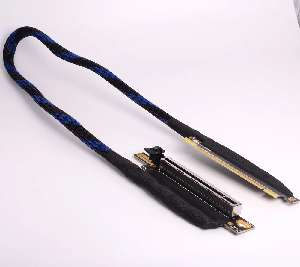 90 ángulo recto plateado PCIE 5,0 X16 tarjeta gráfica GPU Cable de extensión PCI E 5,0 16X GEN5 64GT \ S AI servidor 5090 Cable elevador - imagen 3