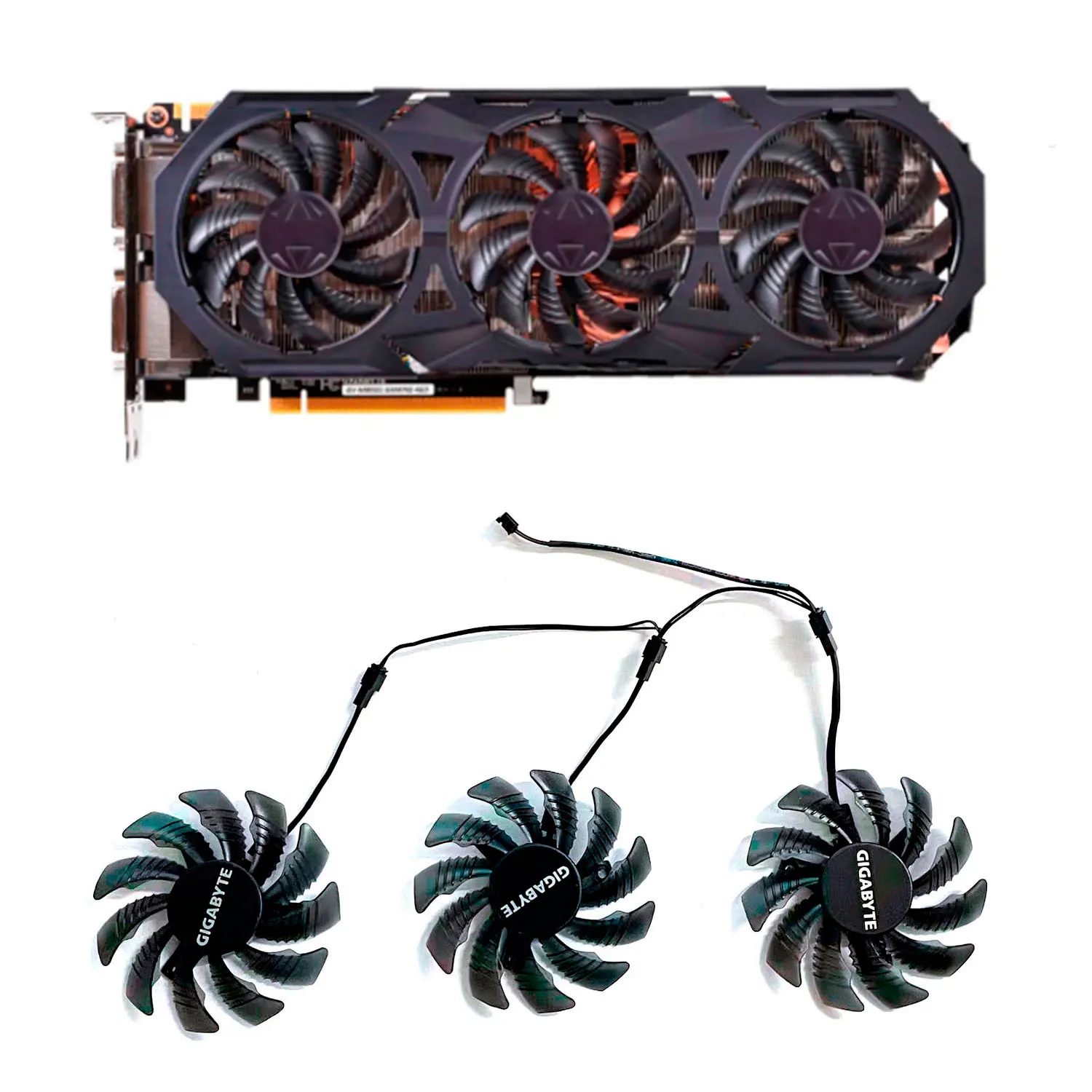Para tarjeta gráfica Gigabyte GTX 970 Windforce G1 como enfriador de CPU de repuesto 75MM 2/3 pines GTX970 ventilador enfriador T 128010 SM PLD08010S12H