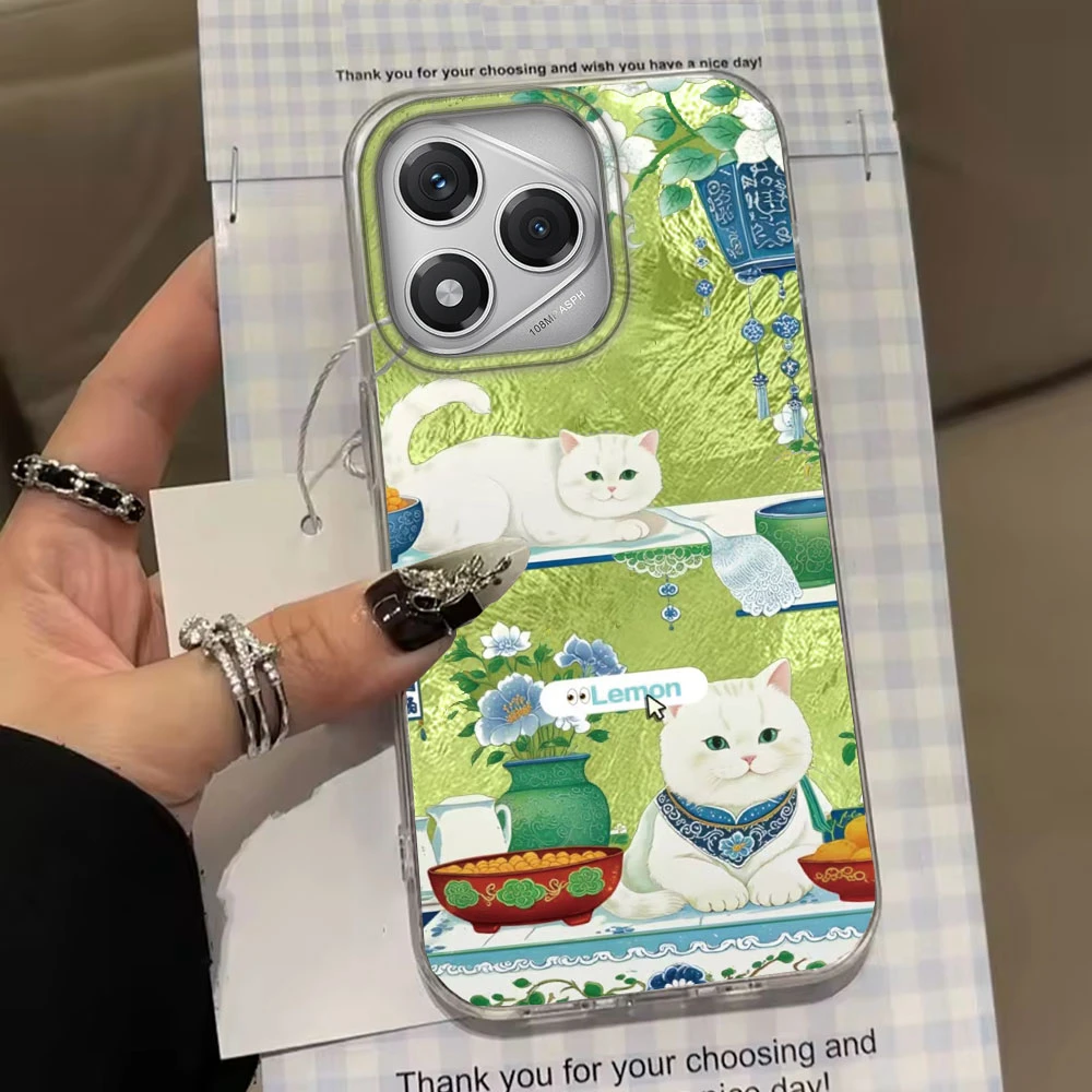 Funda de teléfono con textura de vórtice de gato de la suerte para mujer, funda para Honor 400 200 90 Smart Pro X9a X9c X8b X8a X8c X7c X6c Magic7 6 5 70 Lite - imagen 5