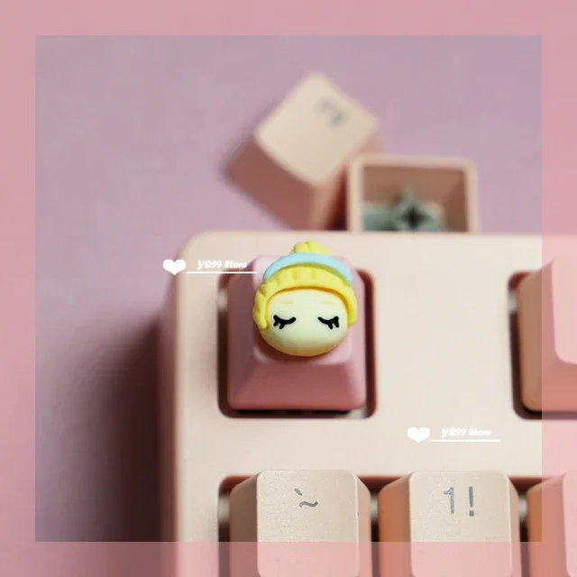 Teclas de dibujos animados para teclado mecánico, accesorio bonito de color rosa con garra de gato, PBT, personalizado, R4 - imagen 2